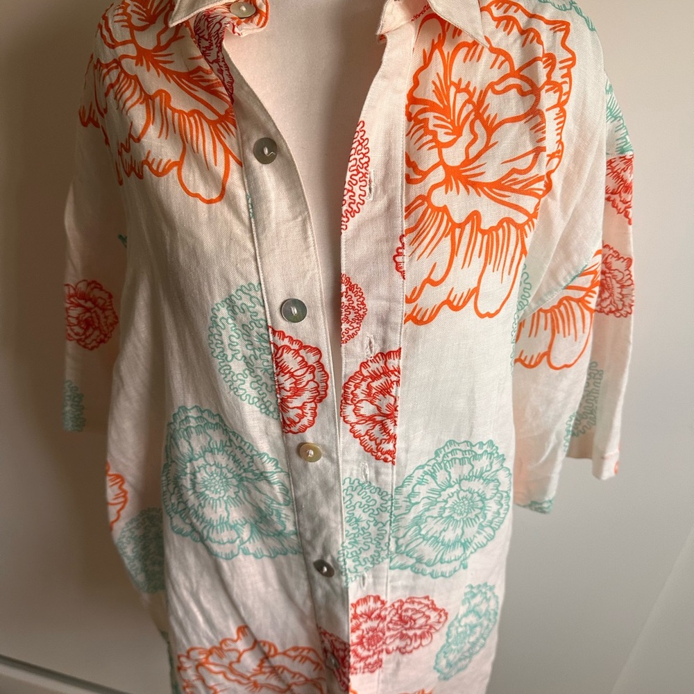 Floral Linen Button-Up Shirt